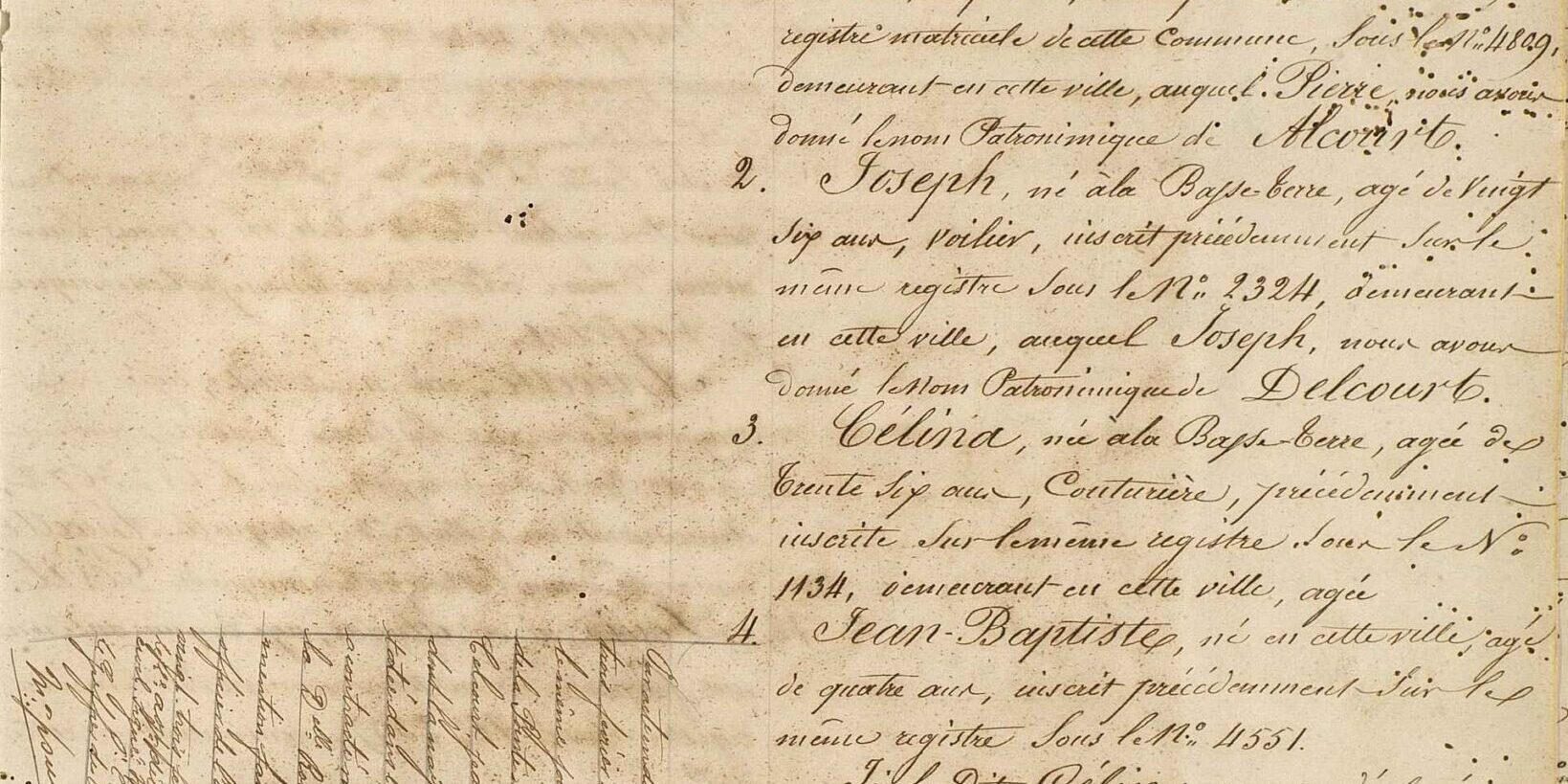 n°2 Registre des nouveaux libres de Pointe-à-Pitre, 1848, 1ère page. AD971.- 1 E 3654 Nouveaux libres