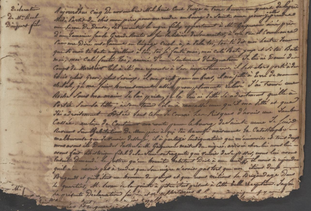 archives commissariat saint-anne esclavage
