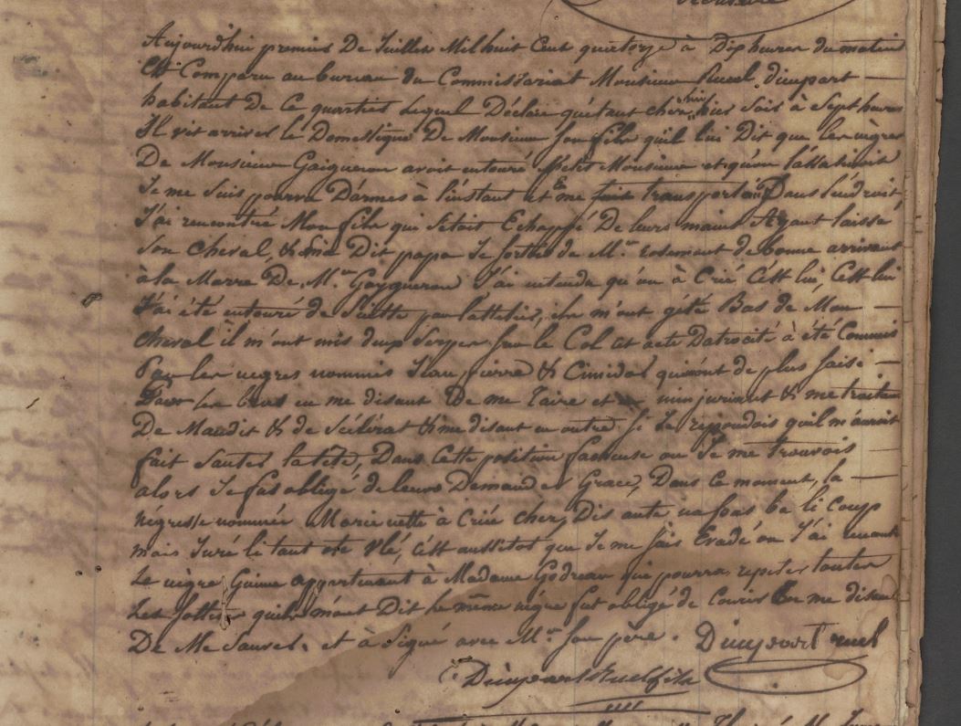 archives commissariat saint-anne esclavage