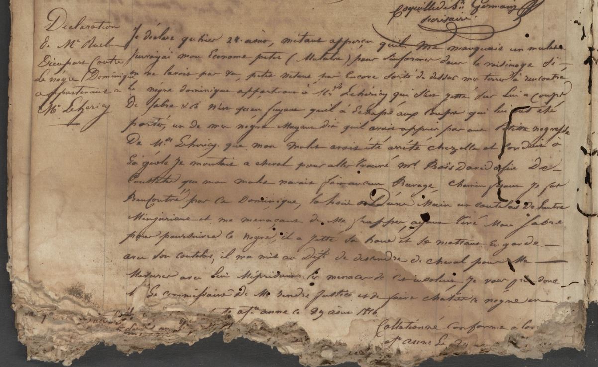 archives commissariat saint-anne esclavage