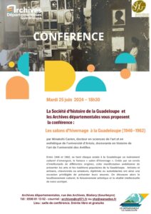 [CONFERENCE] Mardi 25 juin à 18h30 - Les salons de l'hivernage à la Guadeloupe (1946-1962)