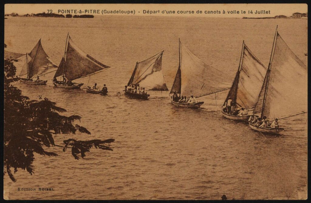 course nautique voile traditionnelle guadeloupe carte postale 