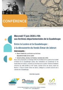[CONFÉRENCE] Mercredi 17 juin 2026 à 10h aux Archives départementales de la Guadeloupe