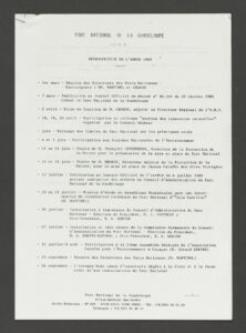 La création du Parc national de la Guadeloupe à travers les dossiers du conseil d’administration versés par la Préfecture de Région.