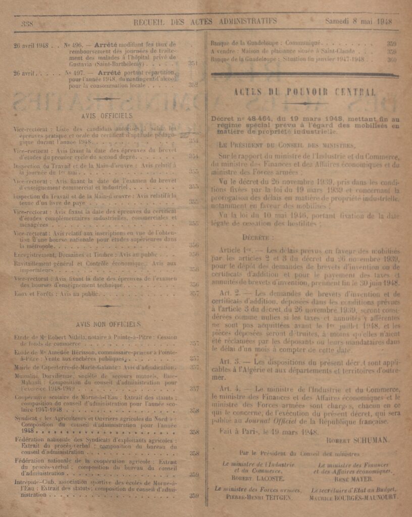 Archives Guadeloupe Recueil des actes administratifs Préfecture