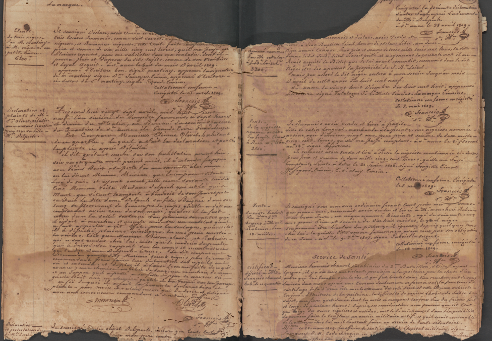 declarations bureau commandant Sainte-Anne, archives Guadeloupe